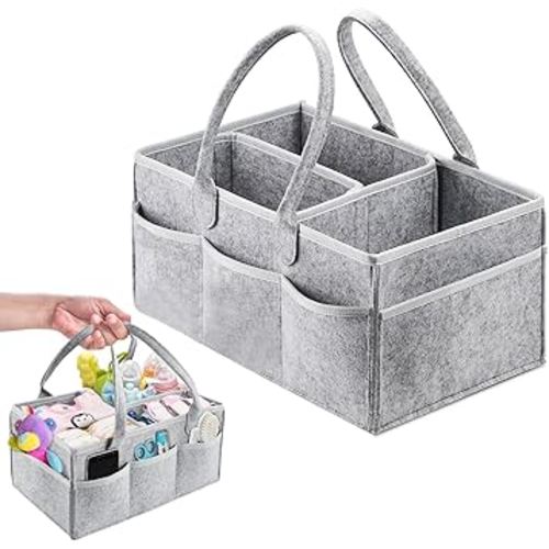 Viynran Baby Diaper Caddy Organizer, Foldable Felt Nursery Tote Storage Bin Portable Car Travel Organizer Toys Storage Bag with Multi Pockets and Flexible Compartments for Diapers, Wipes and Others : Amazon.com.au: Baby