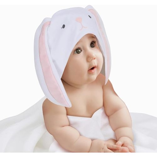 Lambs & Ivy Disney Stitch Luxury Blue Cotton Terry Hooded Baby Bath Towel