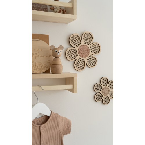 Rattan Flower Wall Art | Boho Wooden Daisy | Floral Nursery Décor