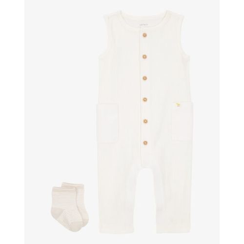 Baby 2-Piece Jumpsuit & Sock Set - Ivory - Carter's | Carter's