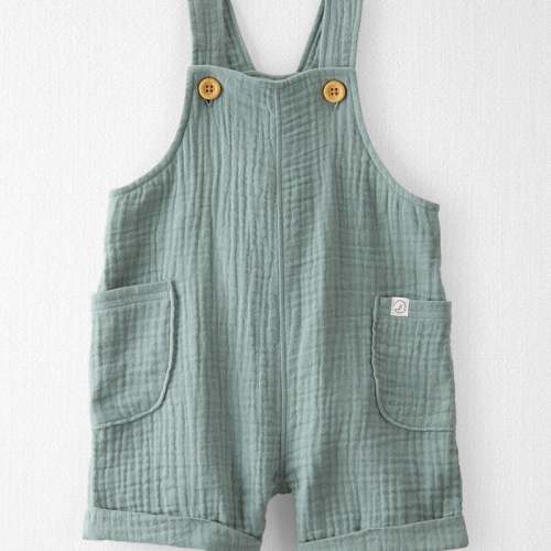 Spring Moss Baby Organic Cotton Gauze Shortalls in Green | Carter’s Oshkosh Canada