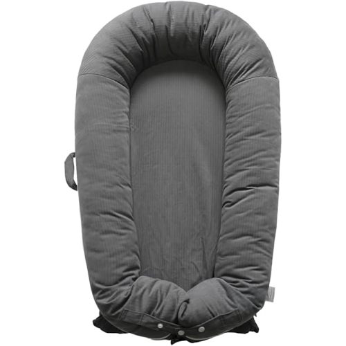 Deluxe Infant Lounger, Baby Nest Cover for Baby Girls & Boys, Newborn Essentials for Baby 0-12 Months, 100% Cotton, Co Sleeper Portable Travel Bed (Darkgray)