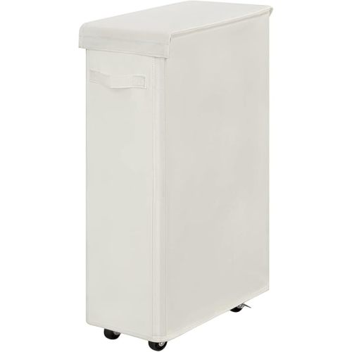 Chrislley 65L Slim Laundry Hamper with Lid Narrow Rolling Laundry Basket with Wheels Upgrade Foldable Dirty Clothes Hamper Portable Skinny Hamper Storage Bins (27.56 inches, Beige)