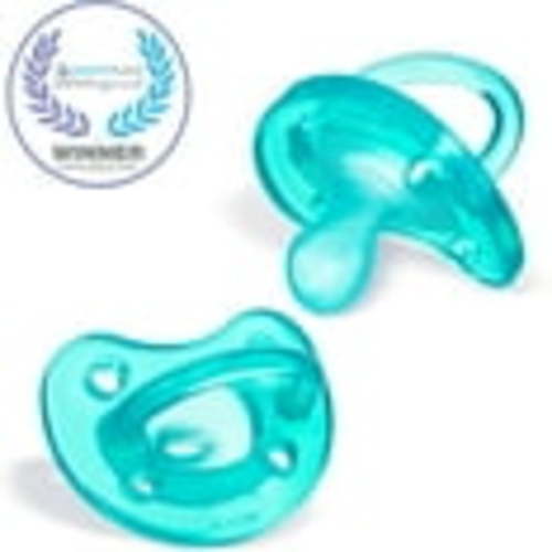 Chicco PhysioForma® Orthodontic One-Piece Silicone Pacifier, 2-Pack, 0-6m - Teal, New