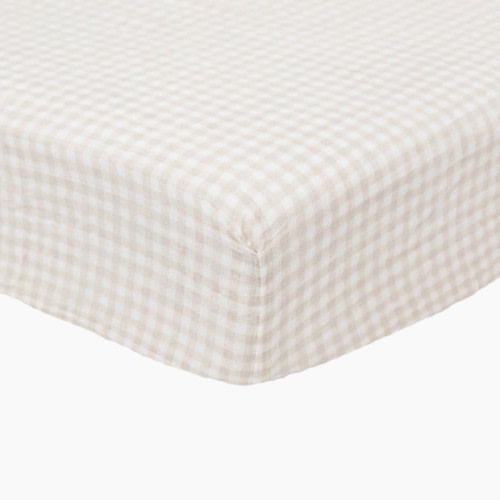 Cotton Muslin Crib Sheet - Tan Gingham
