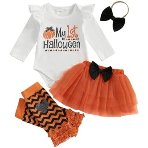 My First Halloween Baby Girl Outfit Newborn 1st Halloween Punmkin Romper Tutu Skirt Dress Headband Cute Fall Clothes