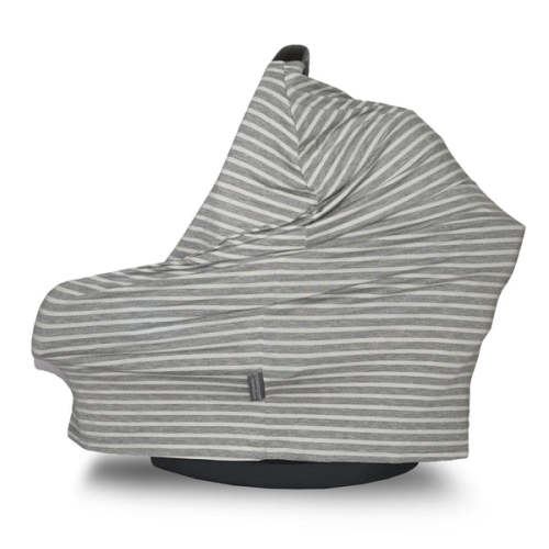 Multi-use nursing cover in grey and ivory pinstripe - Covered Goods, Inc.