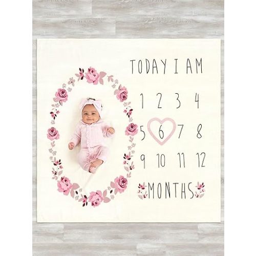 Modern Moments by Gerber Muslin Milestone Blanket with Felt Month Marker Frame
