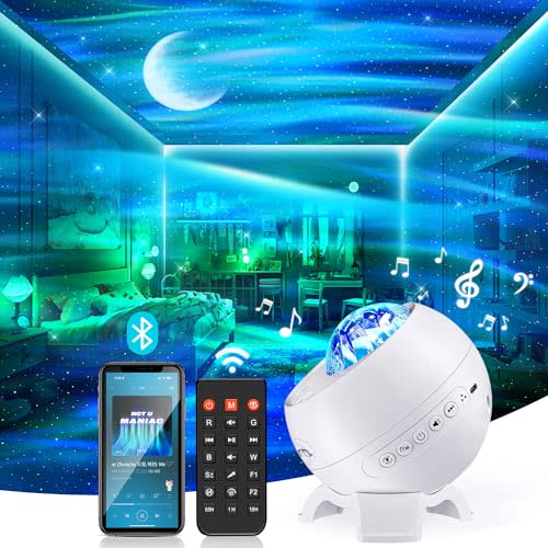COOLNIGHT Star Projector Northern Lights Projector,White Noise&Bluetooth Star Projector Galaxy Light,15 Colors Moon Star Lights for Ceiling Projector,Remote Galaxy Projector Moon Light,Christmas Gifts