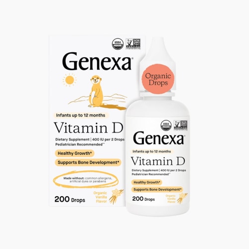 Genexa Infants Vitamin D Liquid Drops for Newborn, Baby & Toddler | Supports Growth & Bone Development | Delicious Organic Vanilla Flavor | Certified Organic, Gluten Free, & Non-GMO | 90 Servings