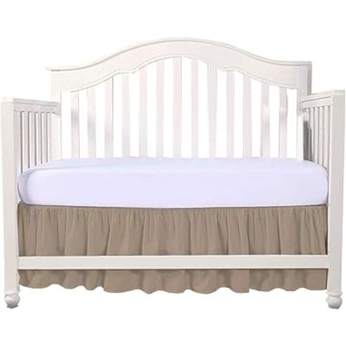 Taupe Crib Bed Skirt- Perfect for Nursery Crib for Boys & Girls with a 14" Drop and Size 28"x 52"