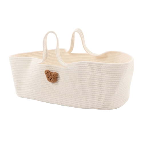 Baby Sleeping Carry Basket With Handle Foldable Cartoon Baby Carrying Basket Bed Handheld Multi Purpose Baby Bed For Outing Travel Living Room Bedroom Nursery Baby Shower[White]