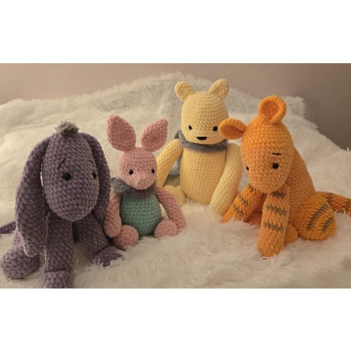 Handmade Classic Vintage Crochet Winnie-the-Pooh & Friends Plush Set
