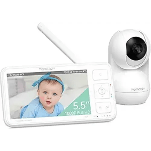 Momcozy Video Baby Monitor, 5.5” 1080P Full HD Baby Monitor with Camera No WiFi, Infrared Night Vision, 5800mAh 120-hrs Battery, ECO, VOX, 2-Way Audio, 1640ft Range, Record and Rewind Locally, BM03