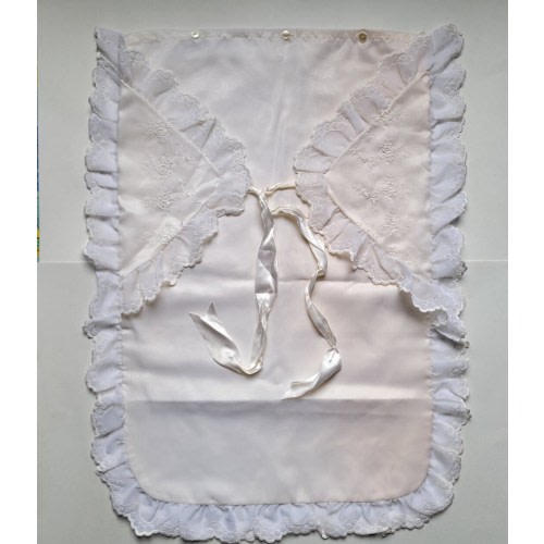 Vintage, Bassinet Mattress Cover, White, Lace Trim, Flower Embroidery