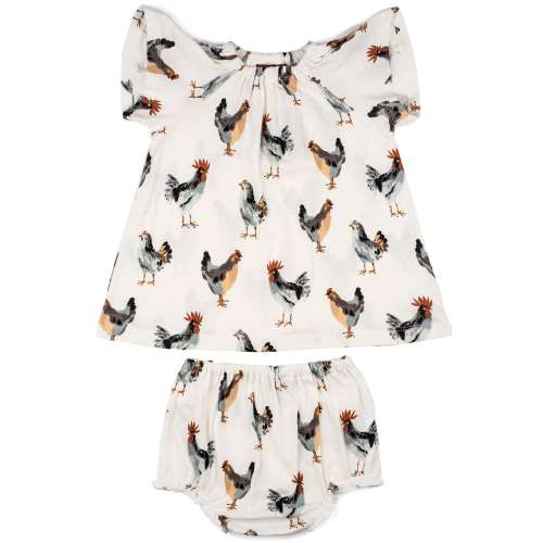 Chicken Organic Cotton Dress & Bloomer Set