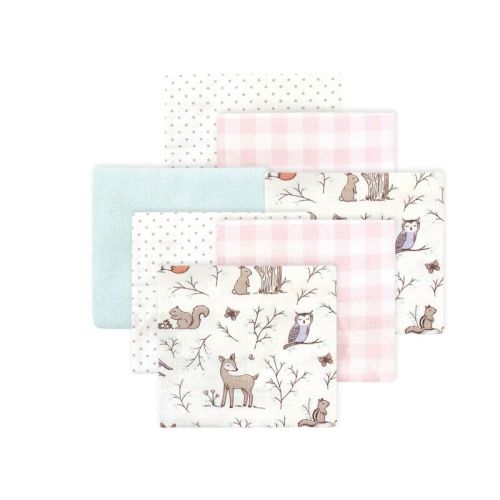 Little Treasure Hudson Baby Girls Cotton Poly Flannel Receiving Blankets Multipack, Pink Enchanted Forest, 30x30 Inches