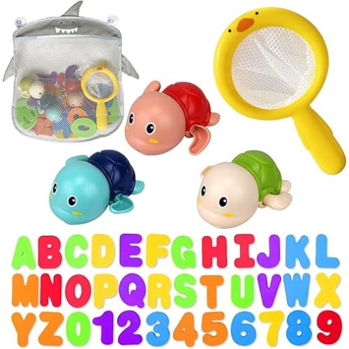 Bath Toys for Toddlers 1-3 - Mold Free Bath Toys Baby Pool Toys Toddler Age 1-2-4 Bath Toys for Infants 6-12 Months 1 2 3 4 Year Old Girl Boys Gifts Wind-Up Bathtub Toys for Baby Water Tub Toys