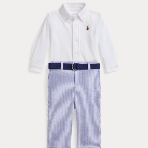 Shirt, Belt & Seersucker Pant Set