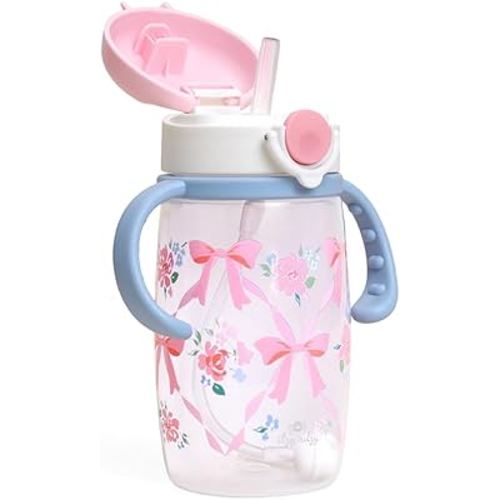 Itzy Ritzy Sippy Cup - Includes Weighted Silicone Straw, Ergonomic Handles & Snap-Close Lid (Ribbons & Bows)