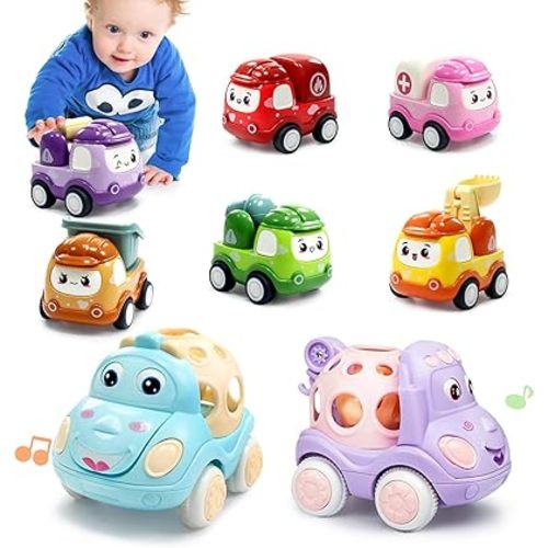 8 Pack Mini Toy Cars for Toddlers 1-3 Girls Pull Back Cars for Toddlers 1 2 3 4 Year Old Truck Toys Friction Powered Car Kids Boys Birthday Gifts Baby Toys