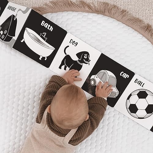 Welcome To The World Little One" Black and White Baby Book, High Contrast, Self Standing, Accordion Style, Tummy Time Book, Baby Sensory Book
