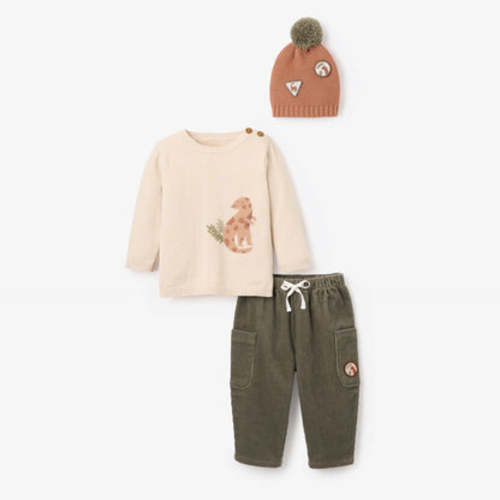 Dinosaur Sweater, Corduroy Pant, & Hat Set – Elegant Baby