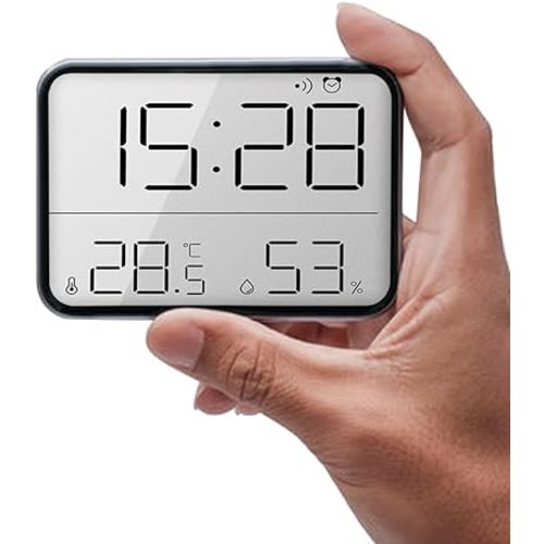 GooDay Smart Digital Alarm Clock, w/Magnetic Attraction, Indoor Temperature Humidity, HD Screen Hour Date, Battery Operated - Black
