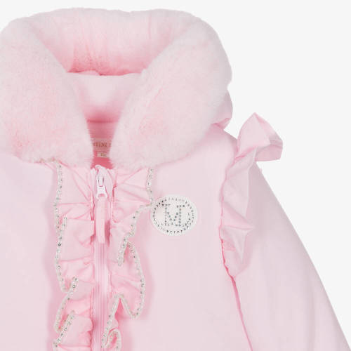 Mintini Baby - Girls Pink Padded Diamanté Snowsuit | Childrensalon Outlet