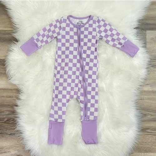 Bamboo Baby Zippie Sleeper/Romper- Light Purple Checkered Print – A Touch of Magnolia Boutique