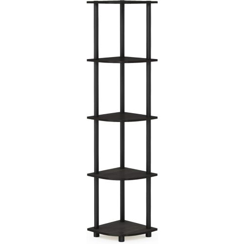 Furinno Turn-N-Tube 5 Tier Corner Display Rack Multipurpose Shelving Unit, 1-Pack, Espresso/Black