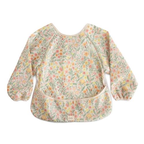 Mushie Long Sleeve Bib Smock With Pocket - Flowers