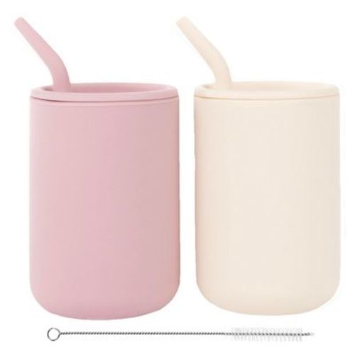 Weesprout Silicone Baby Cups With Straws And Lids, 4 Oz, Set Of 2
