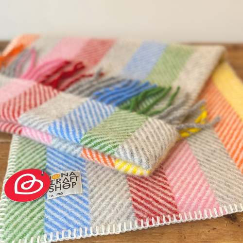 Rainbow Grey Stripe - Pram Blanket