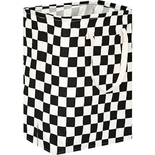 Checkered Laundry Basket Foldable Kids Hamper Storage Bins Women Waterproof Organizer Toy Box Large Canvas for Home/Dorm/Kitchen/Pet/Office/Closet/Shelf/Living Room Decor Baskets