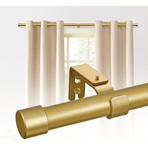 ASHLEYRIVER Gold Curtain Rods for Windows 28 to 48,Heavy Duty Curtain Rods 1 Inch Adjustable Gold Curtain Rod Set with Aluminium Finials,30"-60", Gold-1Pack