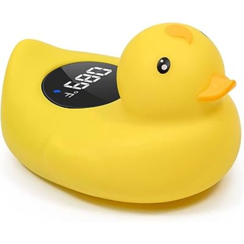 Duck Bath Thermometer Mamtopia Upgrade Baby Bath Water Temperature Warning Thermometers Bathroom Safety Auto ON/Off Bathtub Thermometer Floating Toy