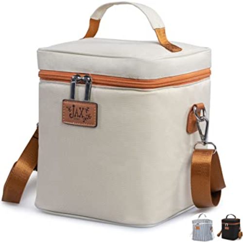 Breastmilk Cooler Bag - Insulated Container for 6 Tall Bottles or Storage Bags - Caddy Keeps Milk or Formula Cold - Adjustable Shoulder Strap, Top Handle, Pocket for Ice Pack