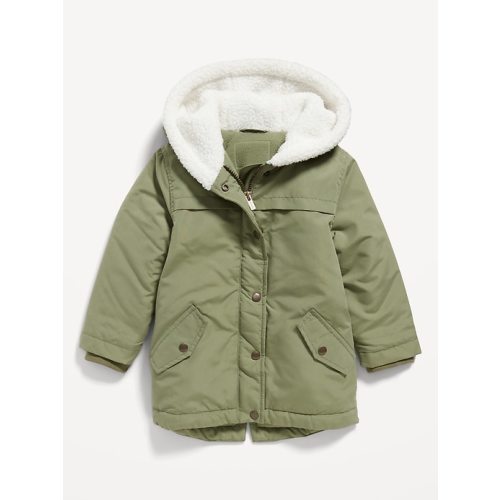 Hooded Sherpa-Lined Water-Resistant Parka Jacket for Toddler Girls