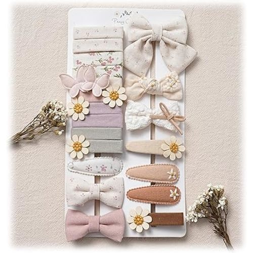 Fancy Clouds 20 Pcs Hair Clips for Girls with Bows Butterfly Flower,2" Fully Lined Alligator Clips and Barrettes,Handmade Hair Accessories for Baby Toddler Young Kids School Age Girls Gifts