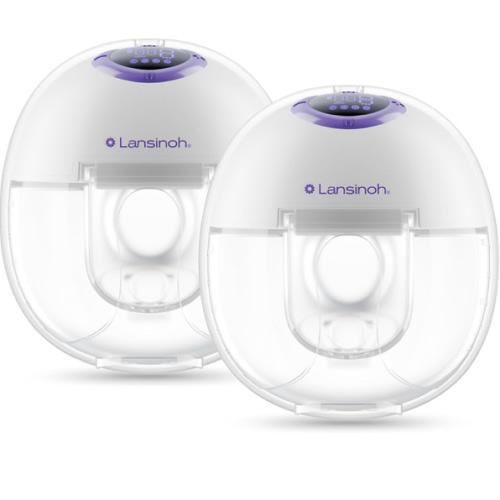 Lansinoh Discreet Duo Wearable Breast Pump, Hands Free Breast Pump, 4 Pumping Modes, 9 Levels Hospital Strength Suction, LED Display, Leak-Resistant Design, 2 Breast Flange Sizes Included: 24mm & 21mm