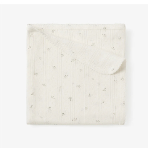 White Floral Organic Cotton Pointelle Baby Blanket – Elegant Baby