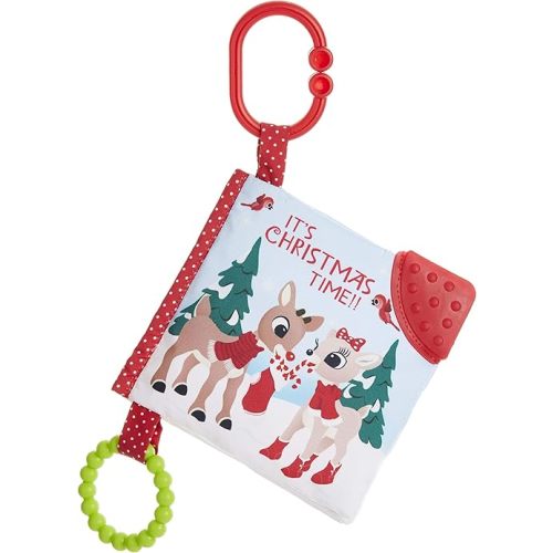 KIDS PREFERRED Rudolph The Red-Nosed Reindeer On The Go Teether Book, Soft Crinkle, Mirror, Christmas Holiday Toy, Boys & Girls 0 and up, 5 Inches