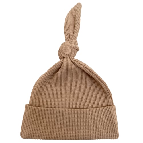 Organic Waffle Knot Beanie, Tan