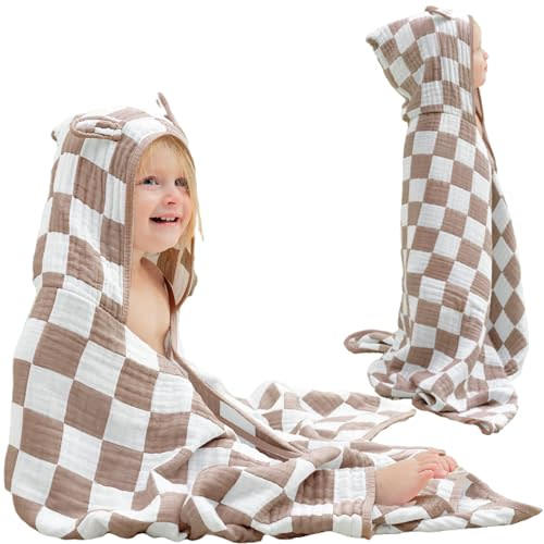 HardNok Ultra-Soft Muslin Toddler Hooded Towel - 55 x 28 Inches, Ideal for Bath & Beach, Suitable for Both Boys & Girls from Newborns to Toddlers