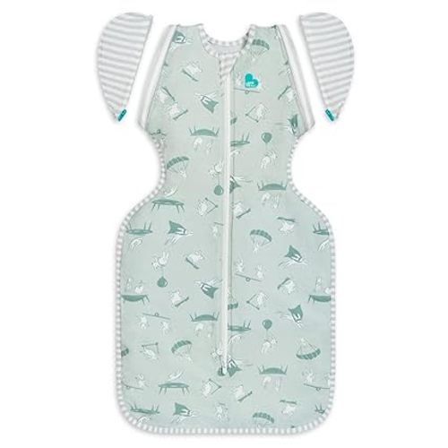 Love to Dream Swaddle Up Transition Bag, Patented Zip-Off Wings, Gently Help Baby Transition from Being Swaddled to Arms Free When Showing Signs of Rolling, Lite 0.2 TOG, 19-24 lbs, Olive