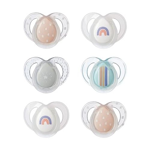 Tommee Tippee Nighttime pacifiers, 6-18 months, 6 pack of glow in the dark pacifiers with symmetrical silicone baglet