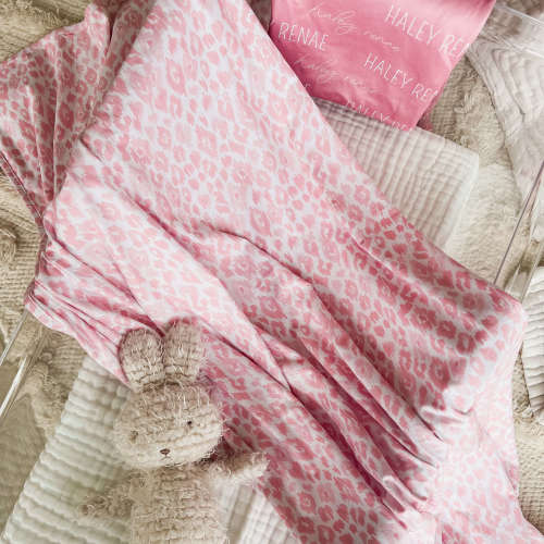 Blush Leopard Oversized Swaddle Blanket
