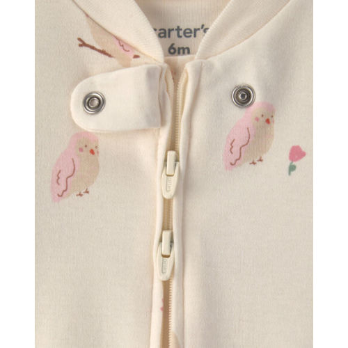 Baby Girl Owl 100% Cotton 2-Way Zip Sleep & Play Pajamas - Cream | Carter's