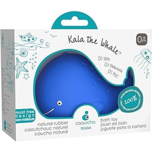 CaaOcho Pure Natural Rubber Bath Toy - Kala The Whale Baby Toy - Hole Free Bath Toys, BPA Free Bath Toys for Infants, Without Holes Sealed Natural Rubber Baby Toy